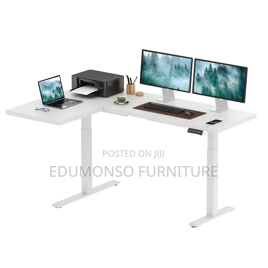 L-Shaped Electric Height Adjustable Standing Desk 1.6mtr