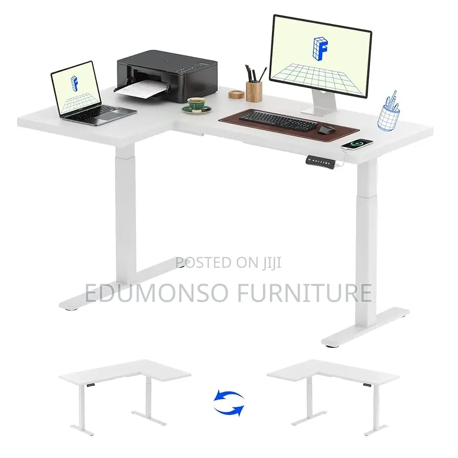 L-Shaped Electric Height Adjustable Standing Desk 1.6mtr