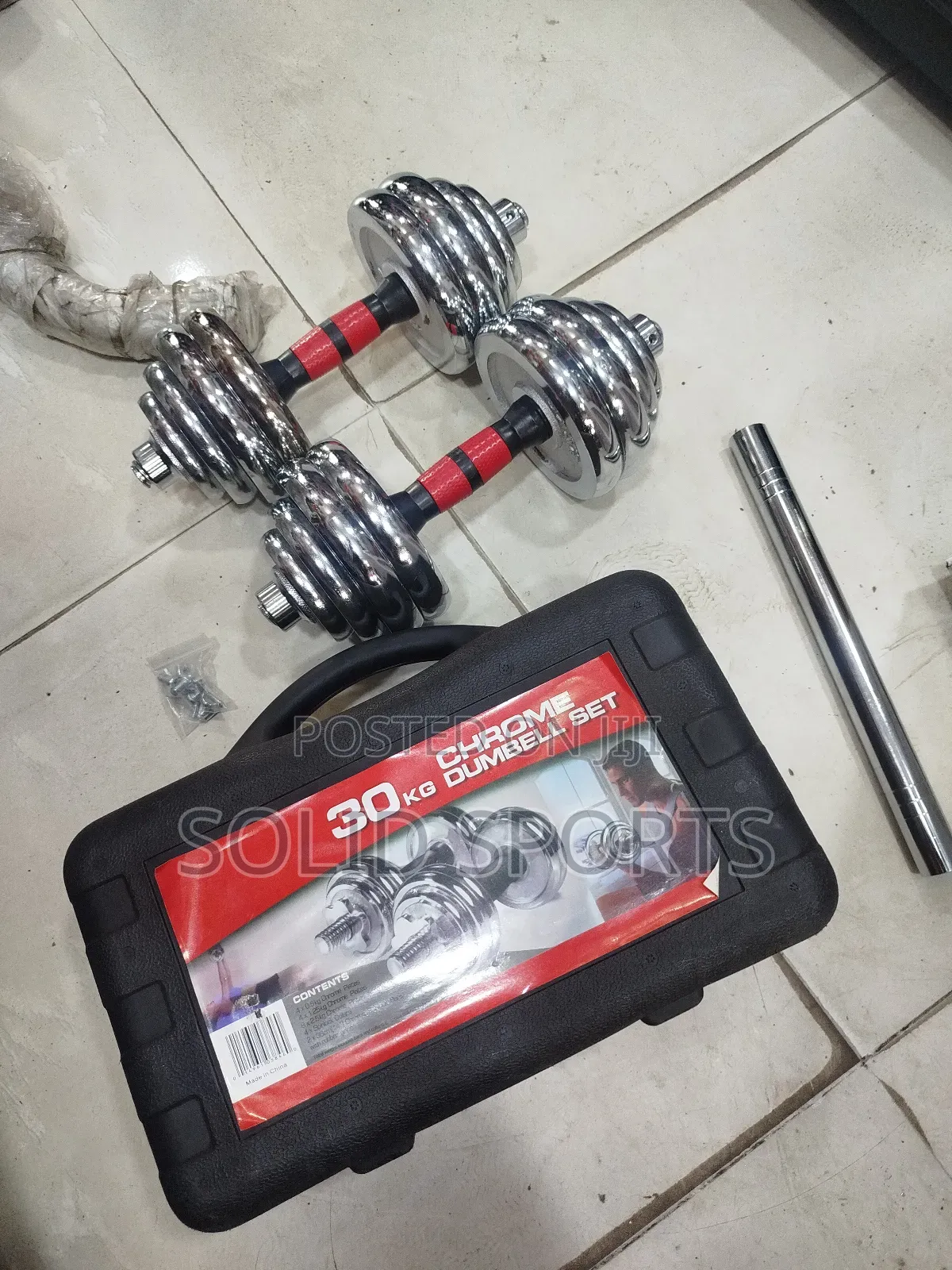 30kg Chrome Dumbbells With Extra Bar