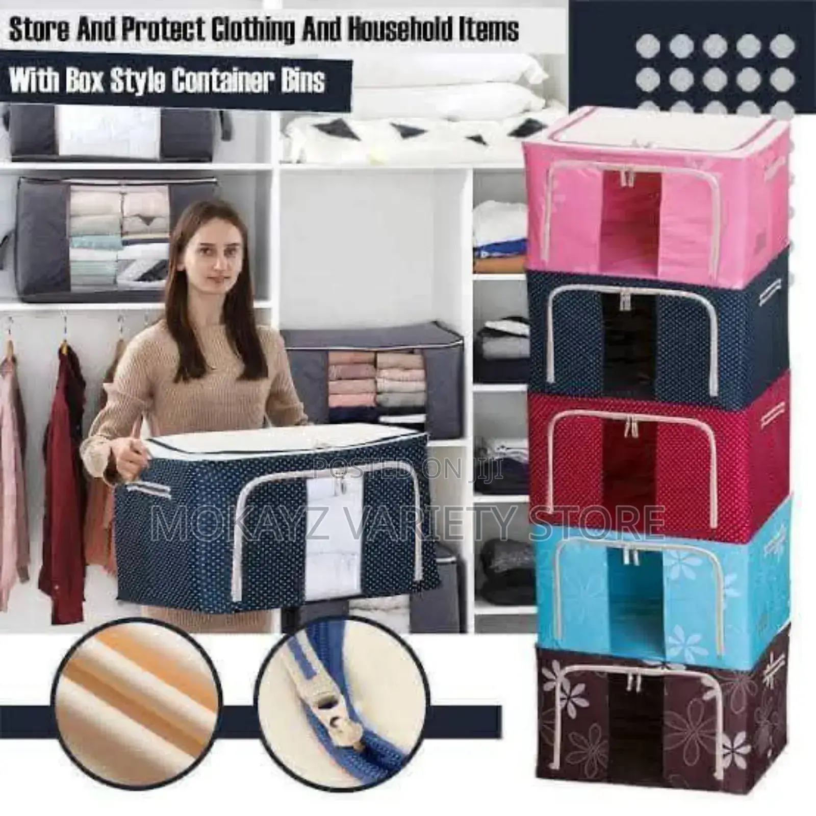 100l Laundry/Mobile Wardrobe Box (Dual Zip Openings)
