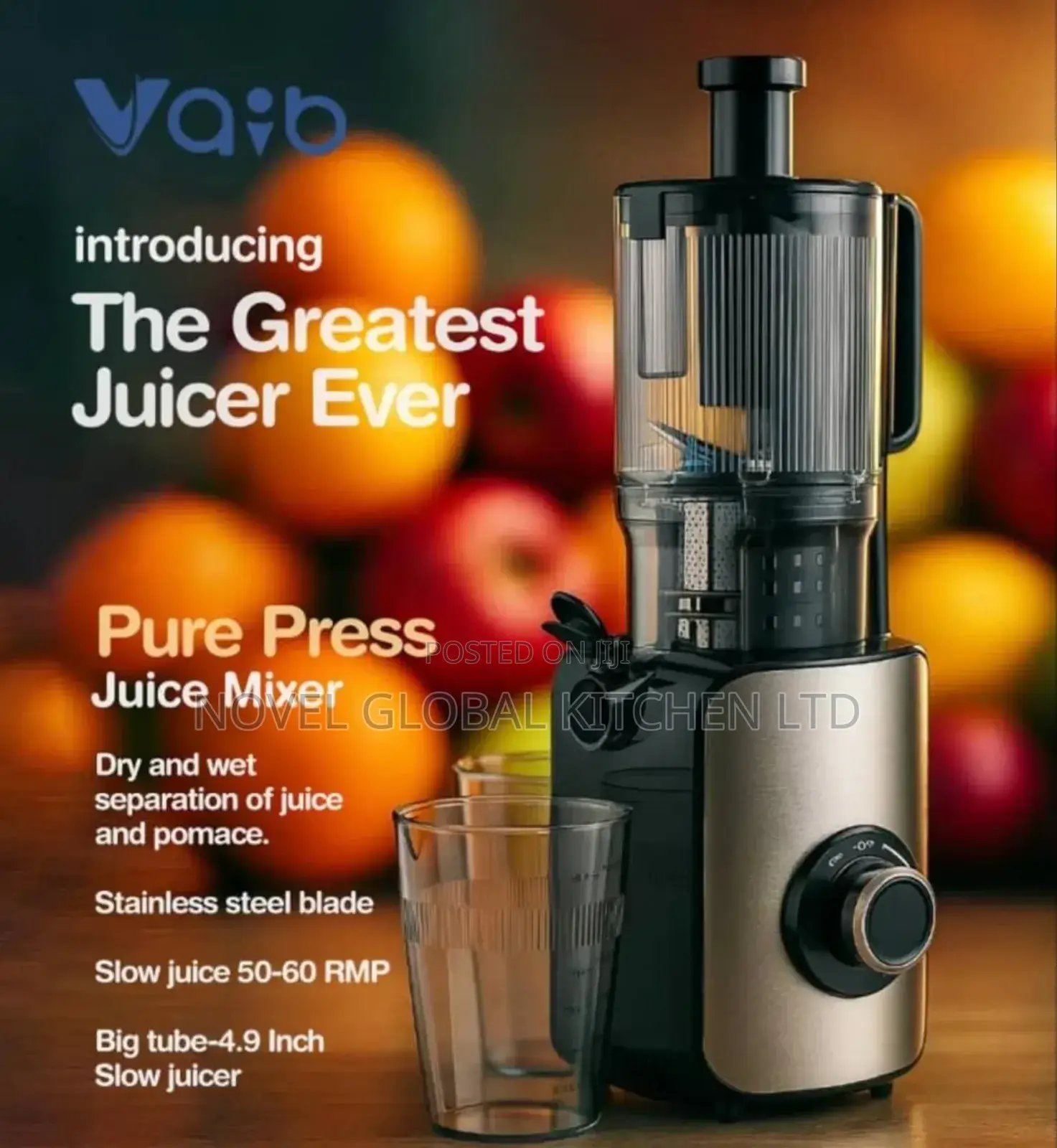 Vaib Slow Juicer,Big Tube 4.7inch