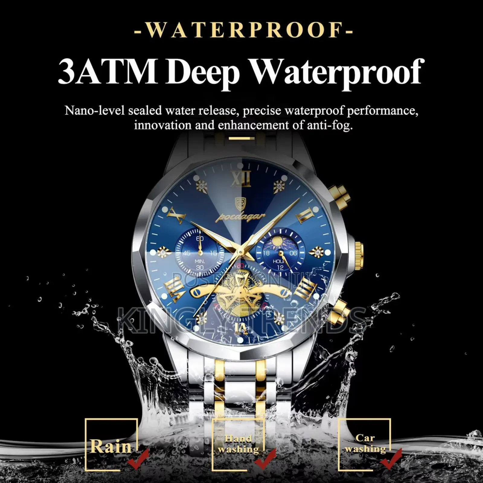 Poedagar Quality Waterproof Stainless Wristwatch
