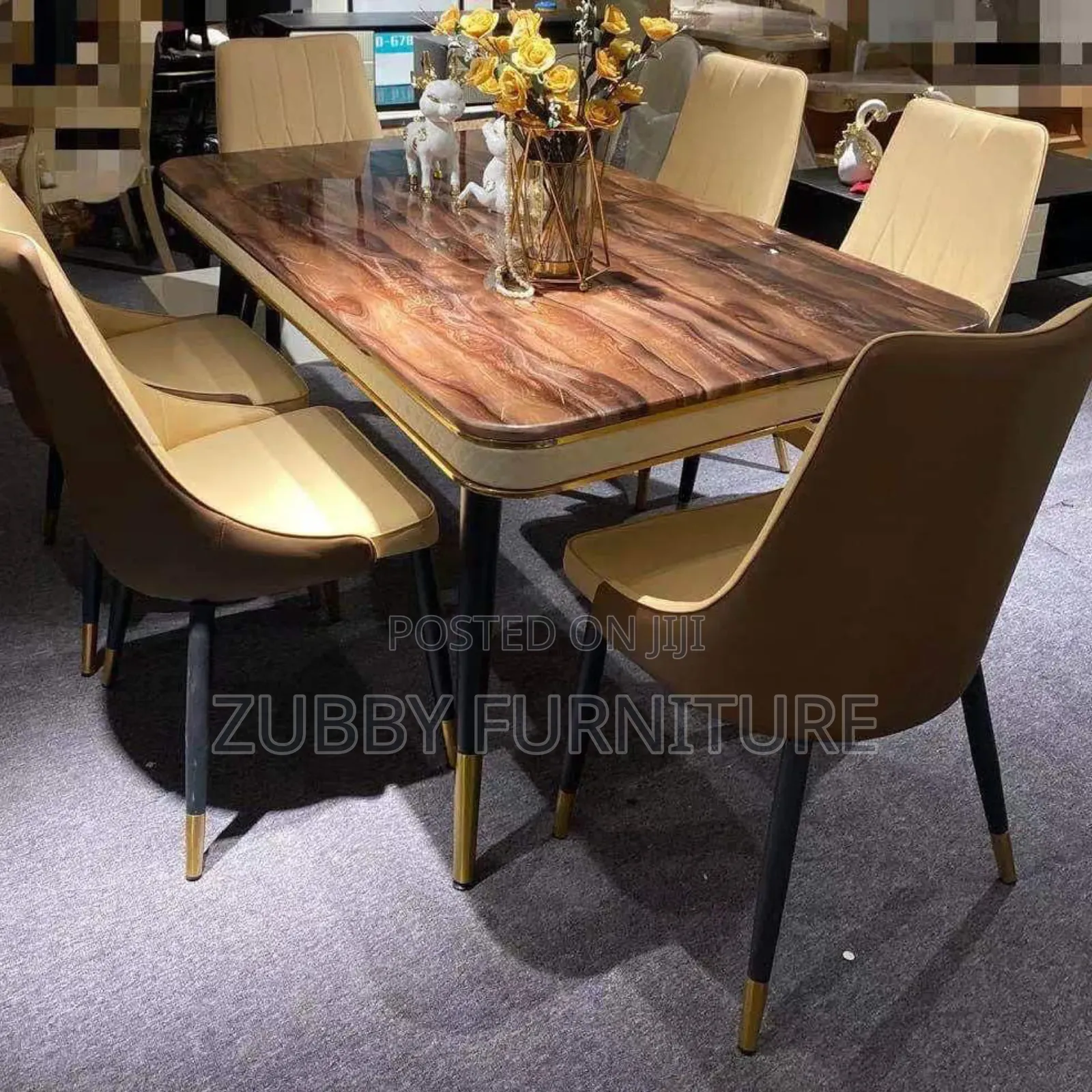 High Quality and Imported Marble Top Dining Table by 6 Chair