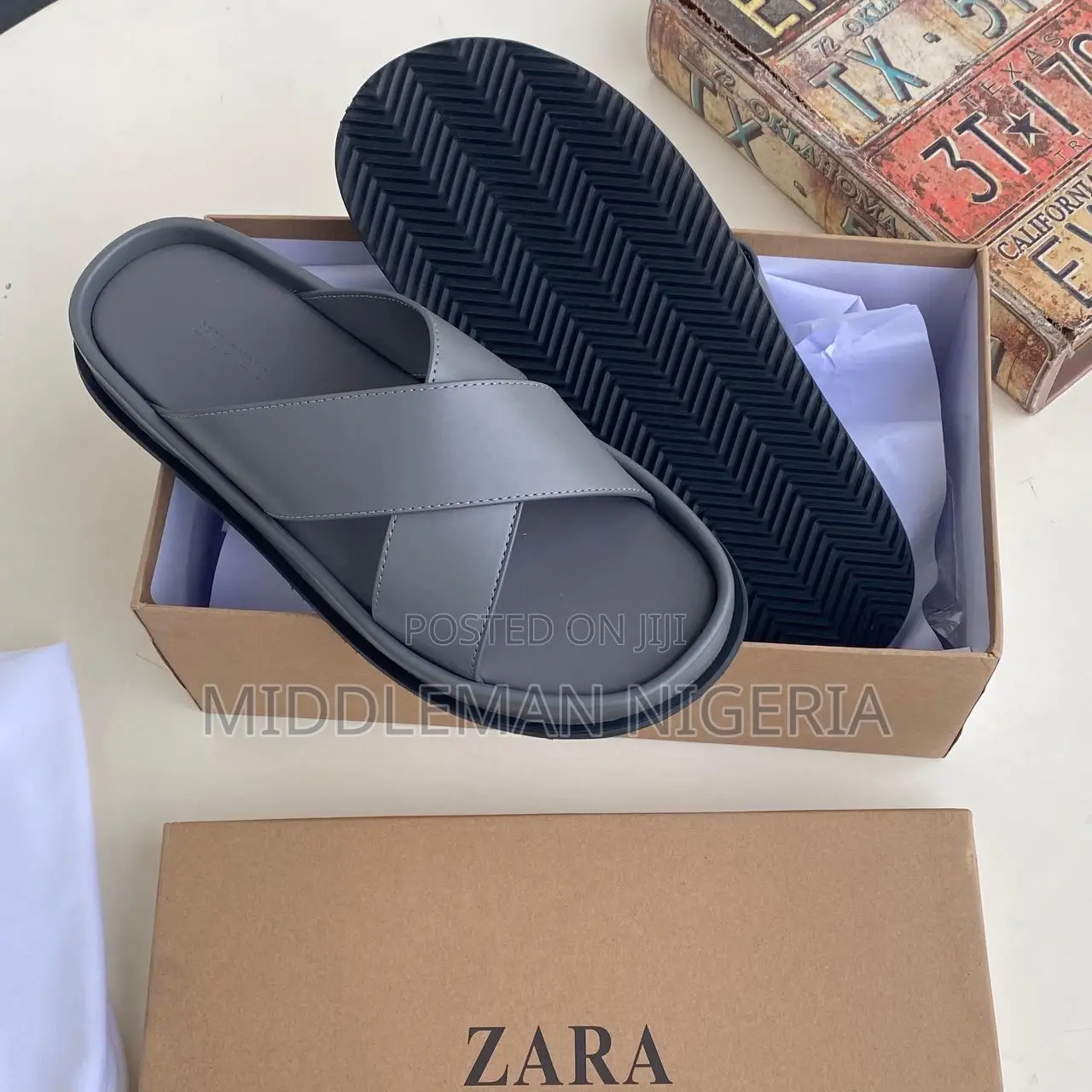 Zara Criss-Cross Scissors Cover Leather Slippers