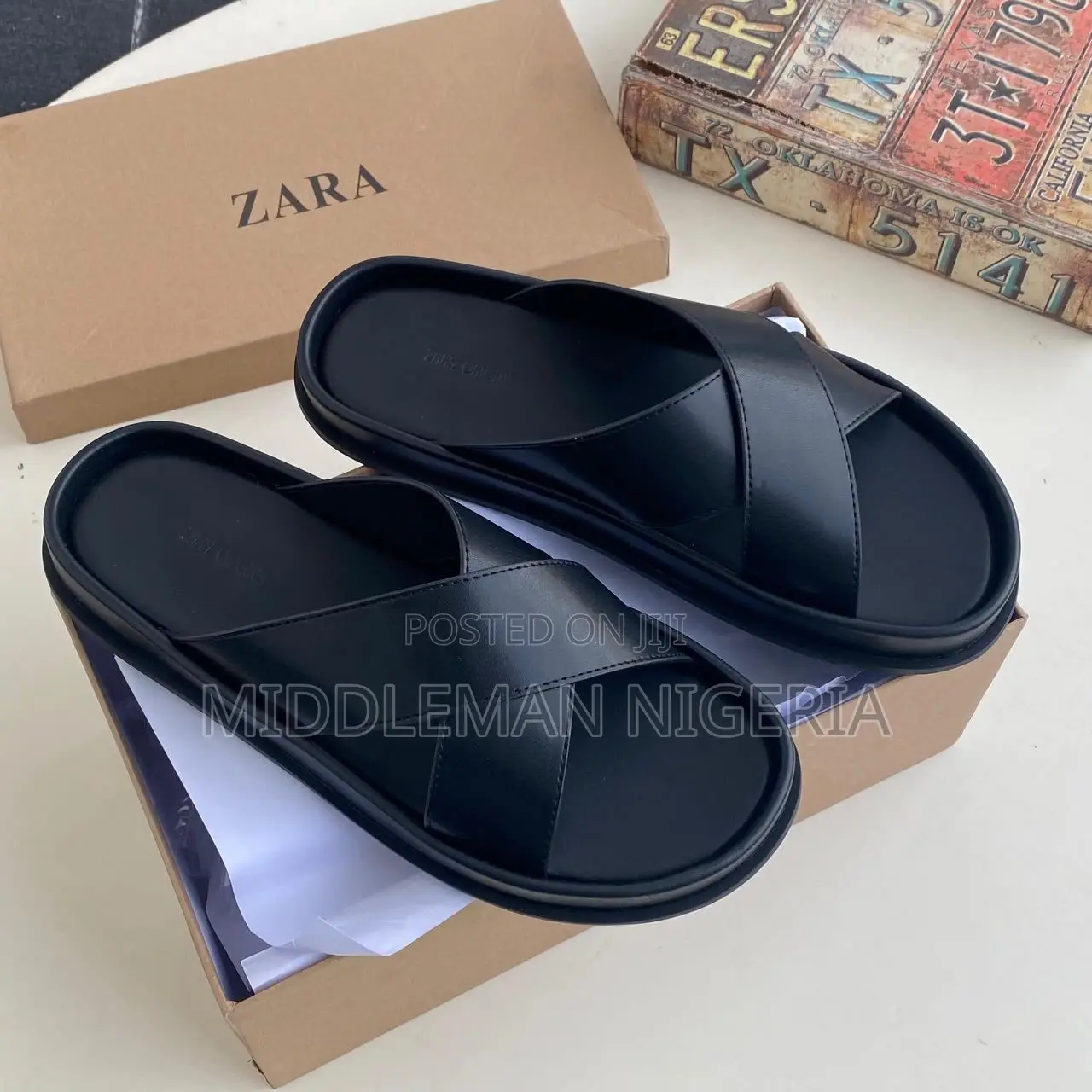 Zara Criss-Cross Scissors Cover Leather Slippers