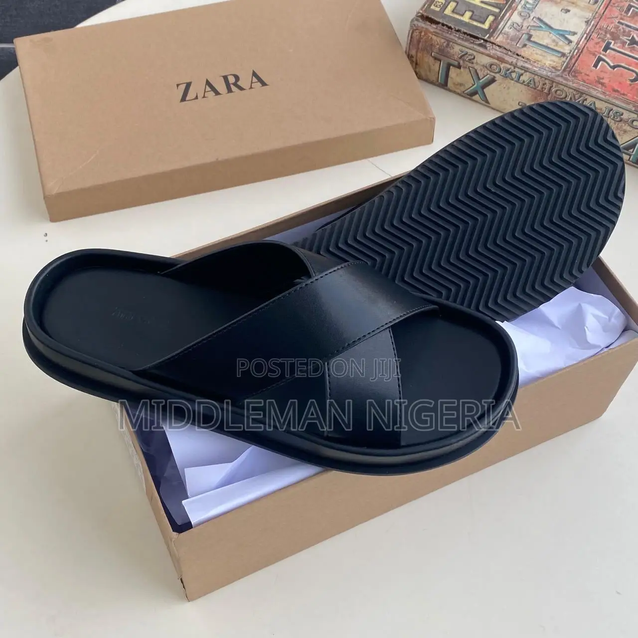 Zara Criss-Cross Scissors Cover Leather Slippers