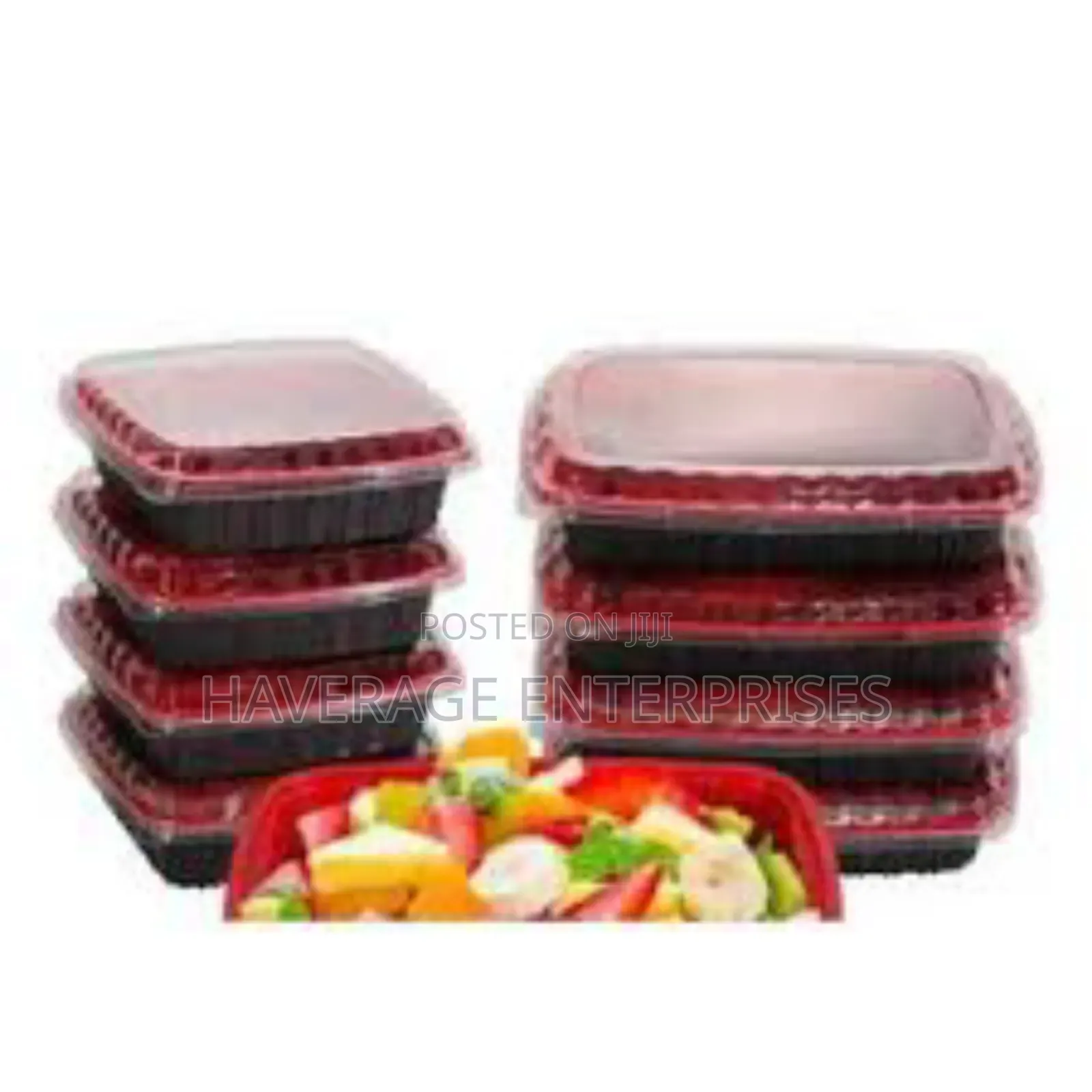 Disposable Plate With Lid Cover Red/Black 1,000ml 300pces
