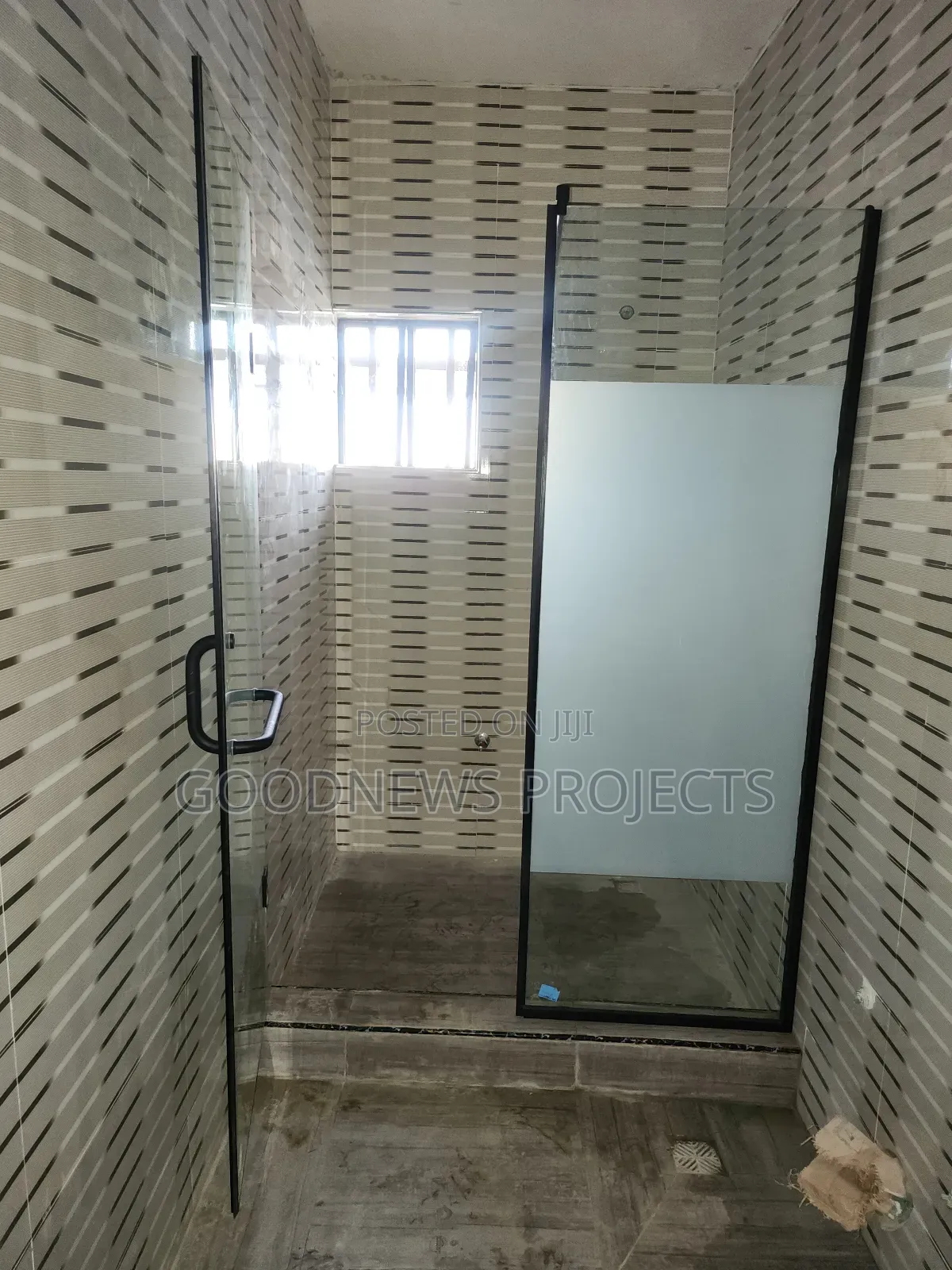 Half Frosted Shower Glass Door ( Black Accessory