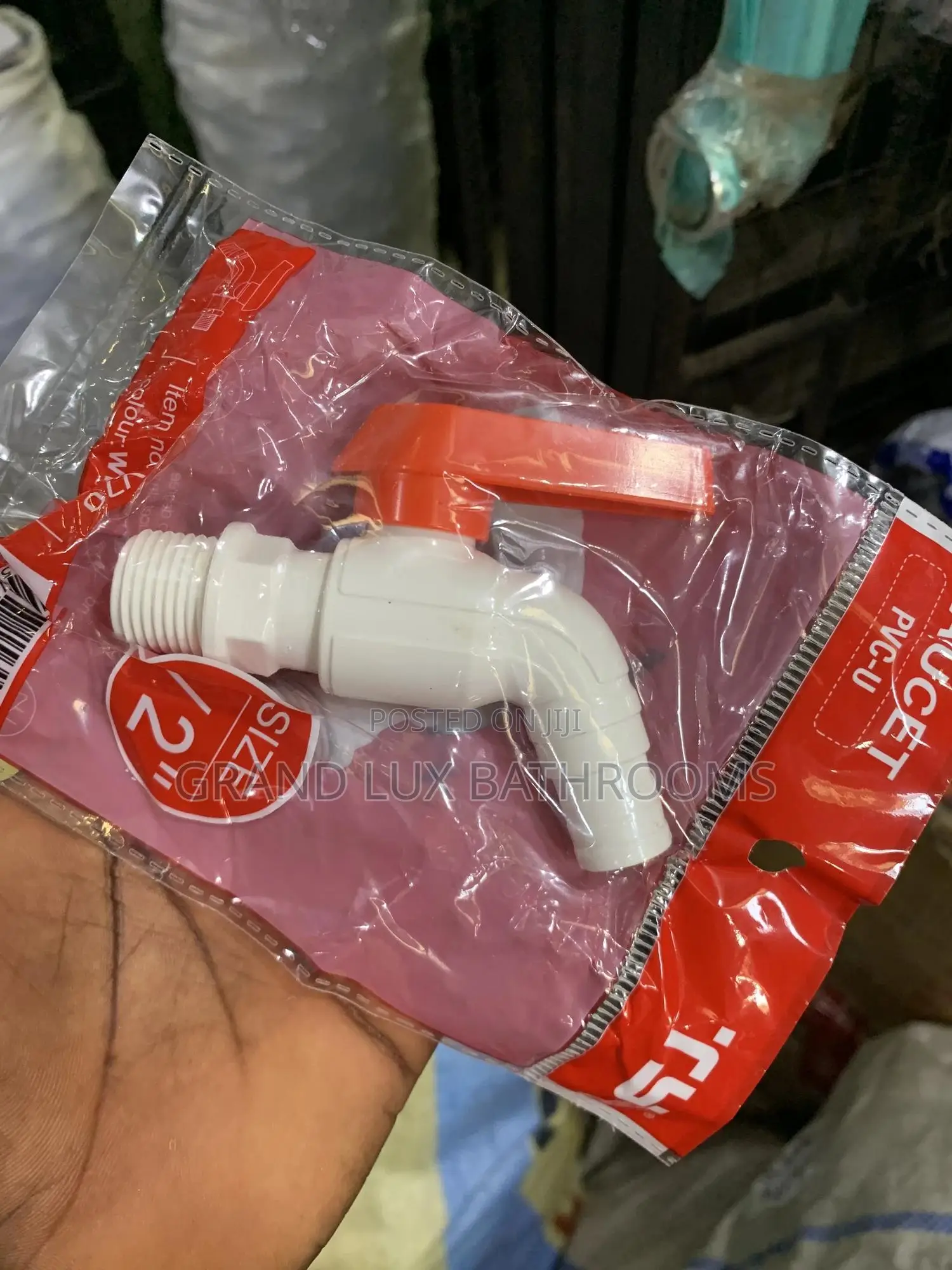 **Plastic Water Tap Faucet – 1/2" Size With Red Handle**