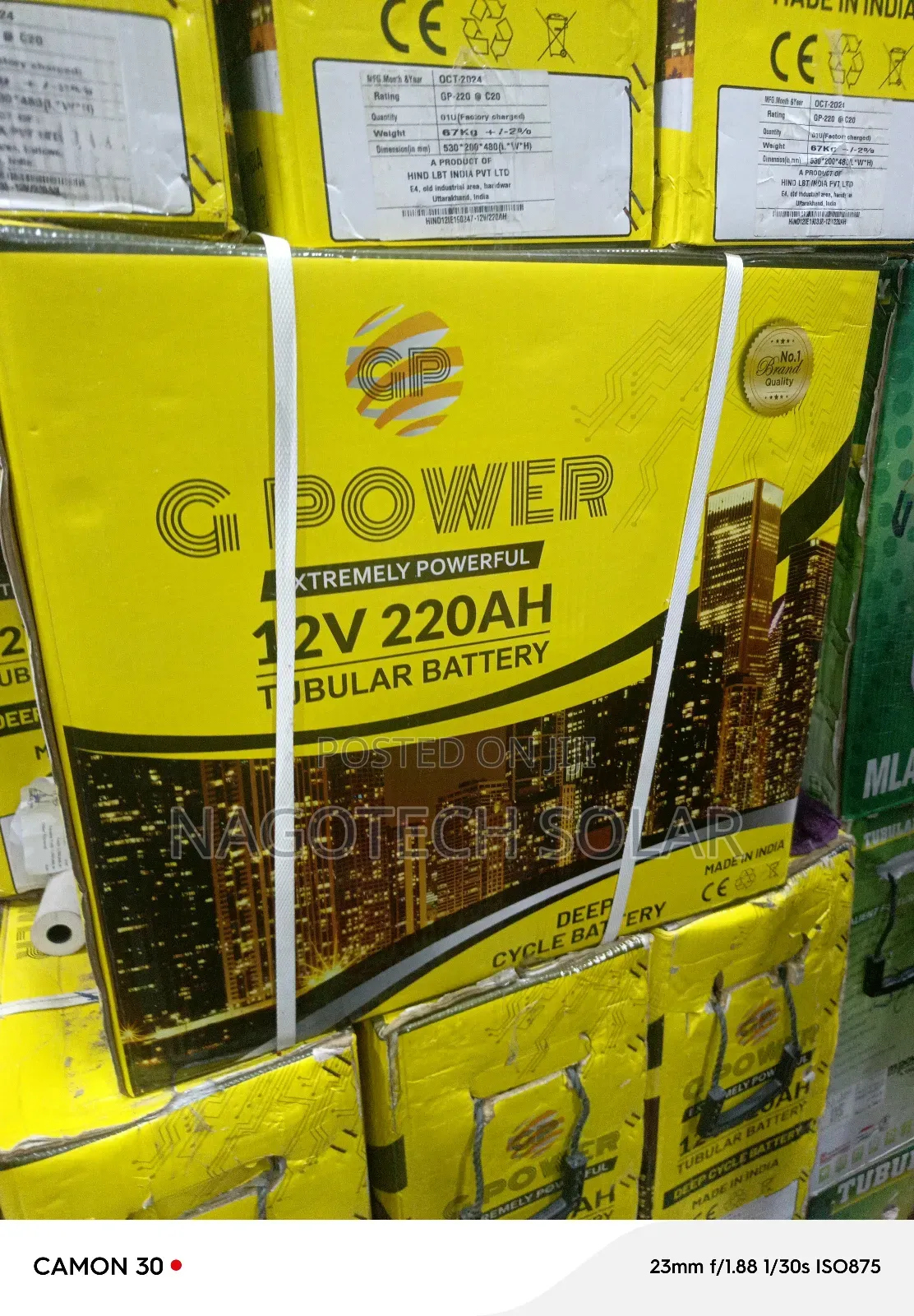 G Power 220amh Solar Tall Tubular Batteries