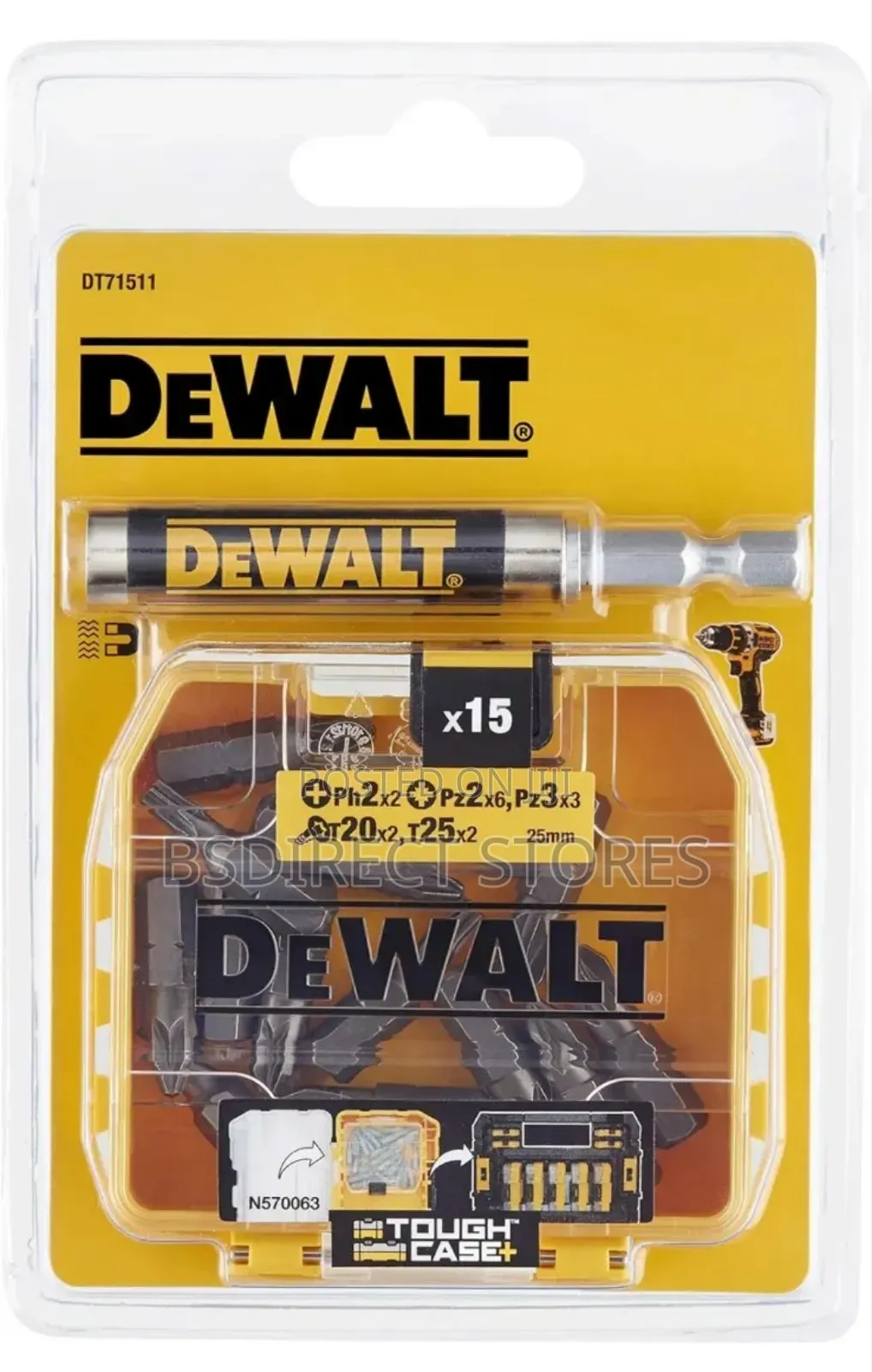 Dewalt Extreme Toughcase Screwdriving Bit Set Inc Holder X16