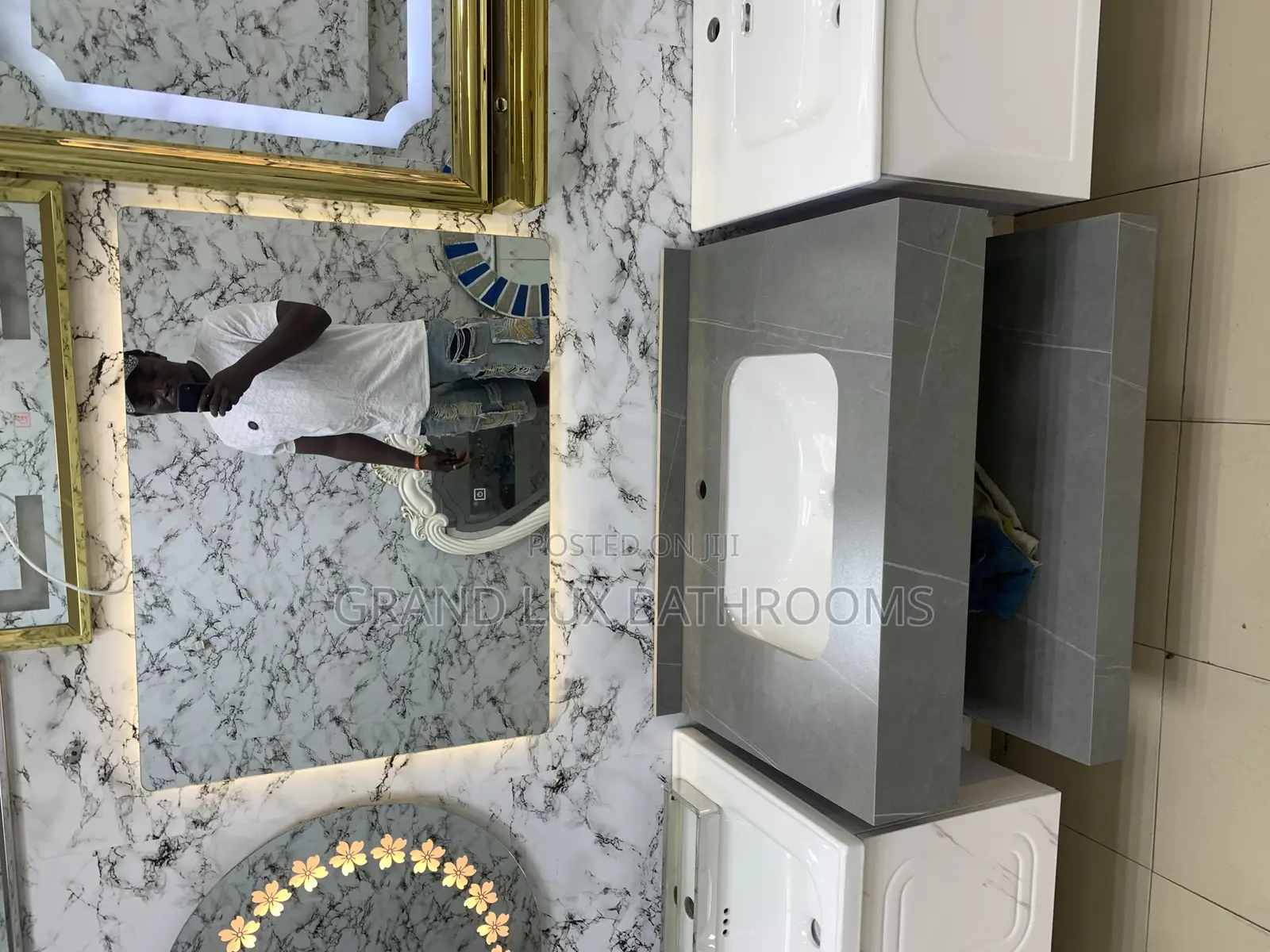 Modern Bathroom Vanity With Marble Accents