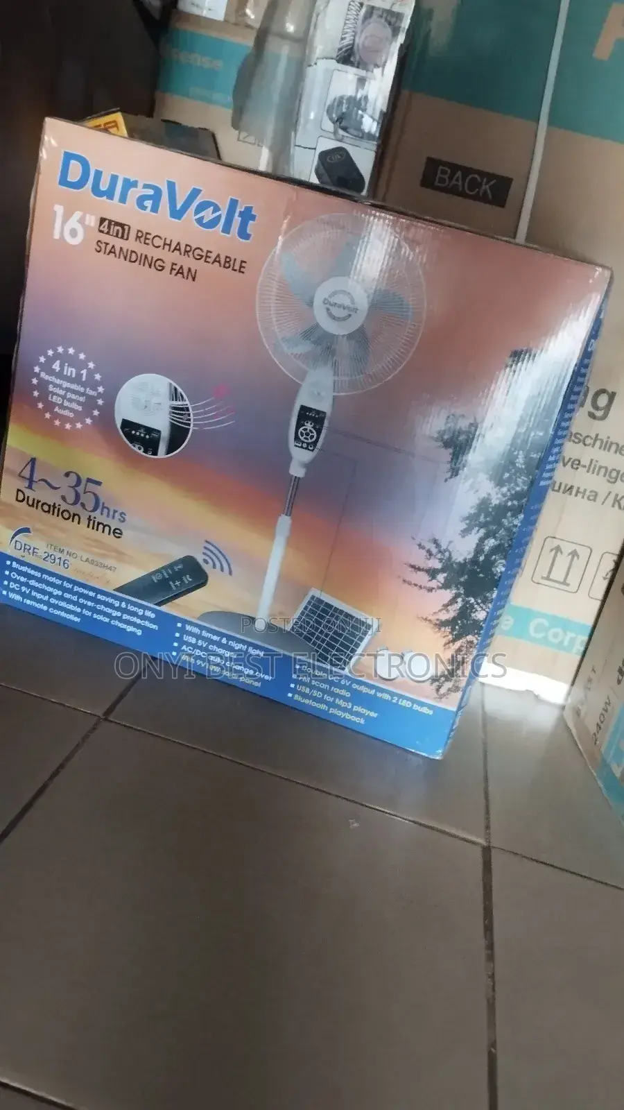 Duravolt 16 Inches Rechargeable Fan + Solar Panel | DRF 3916