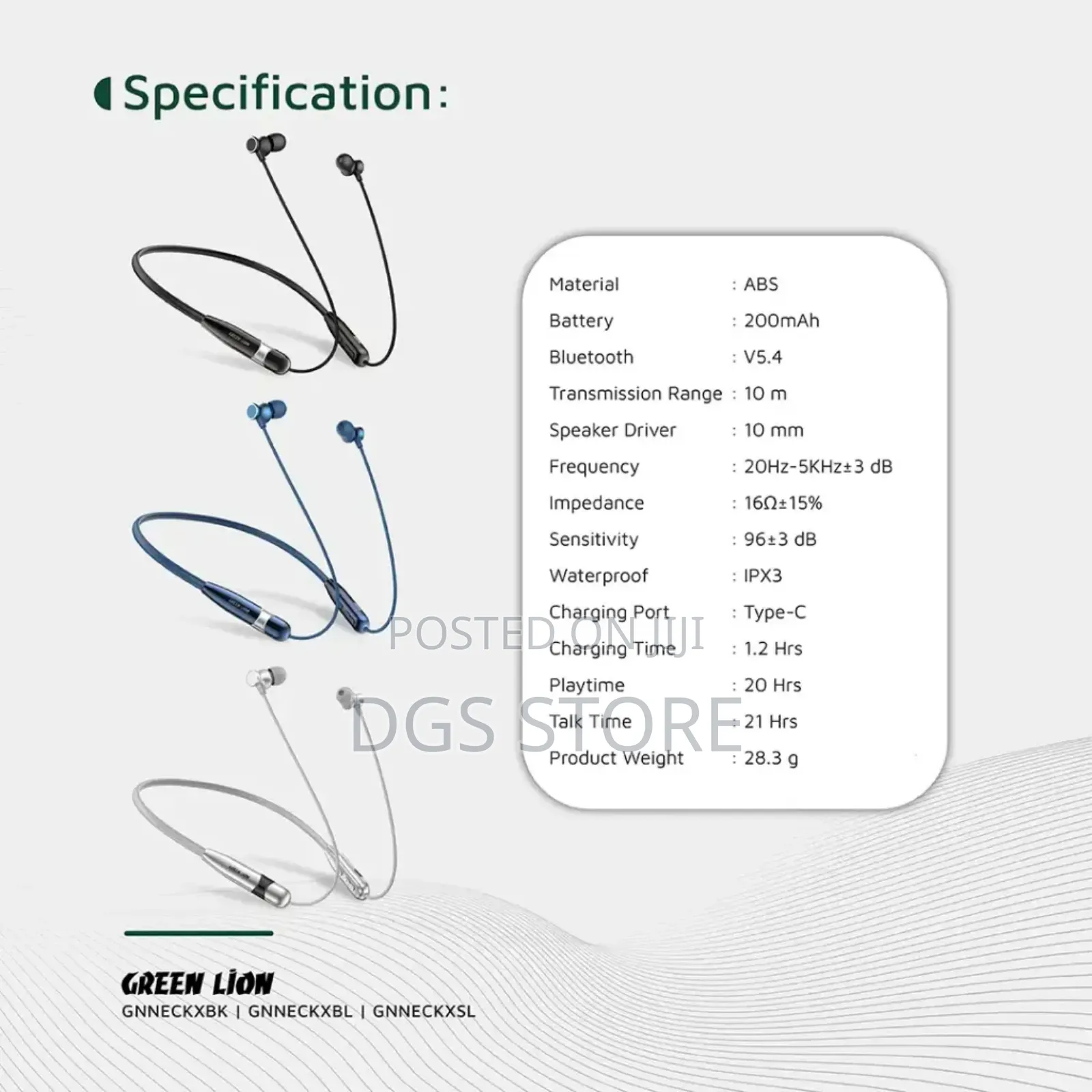 Green Lion Neck X Wireless Neckband