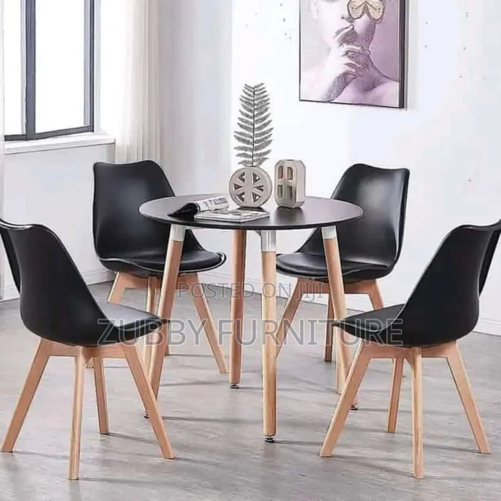 Quality and Imported Restaurant Wooden Leg Table by 4 Chairs