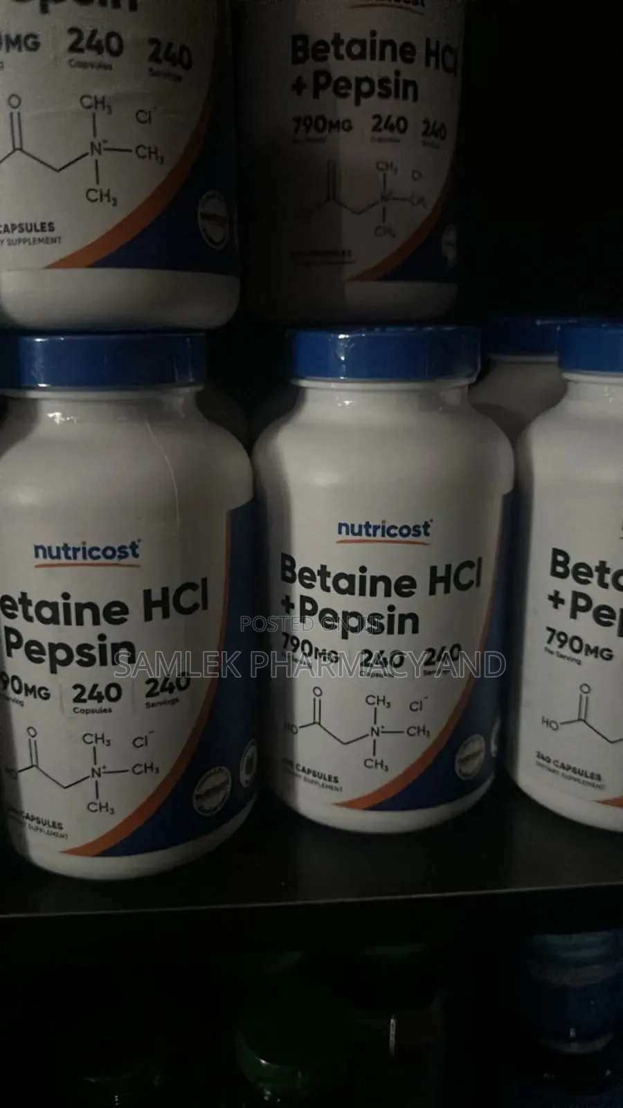 Nutricost Betaine HCL + Pepsin 790mg, 240 Capsules