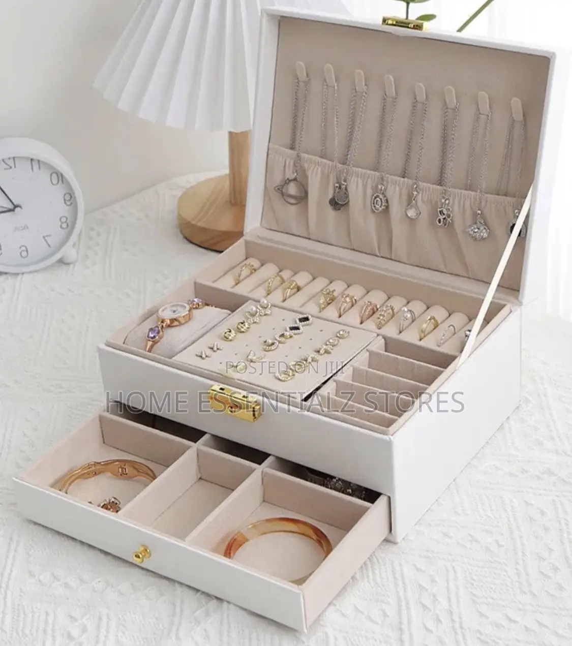 Double Layer Luxury Leather Jewelry Box