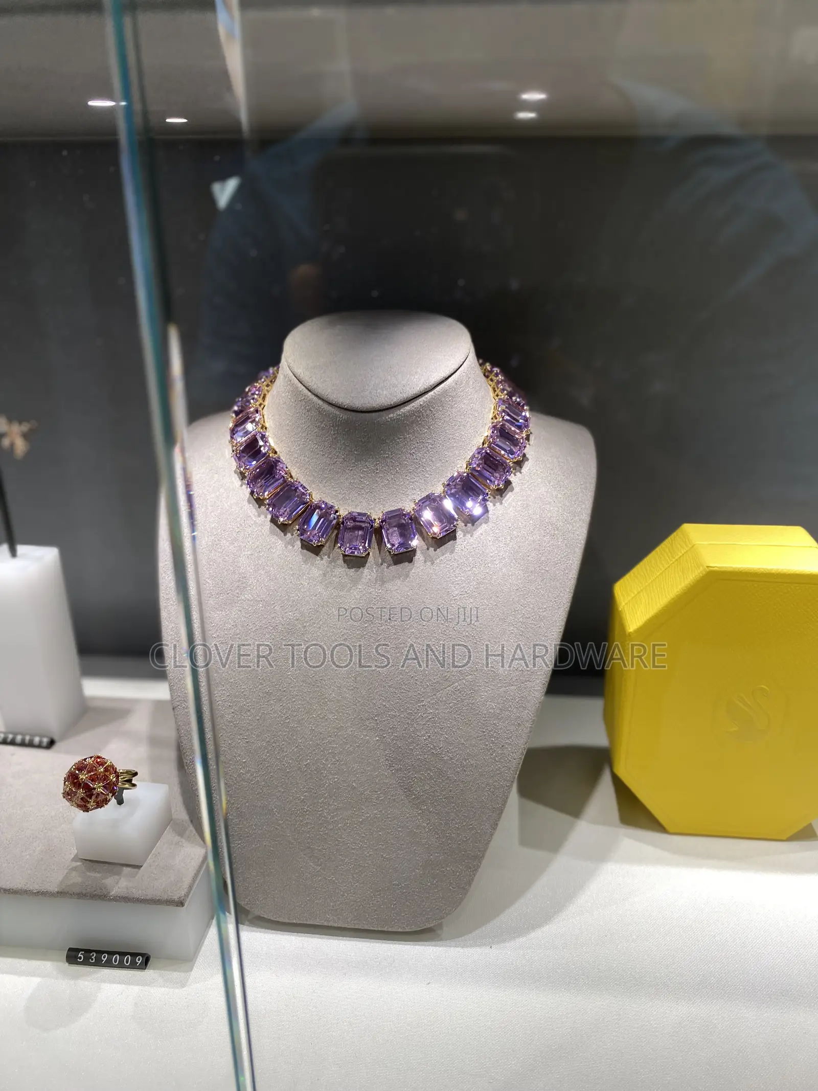Purple Emerald Cut Diamond Crystal Choker