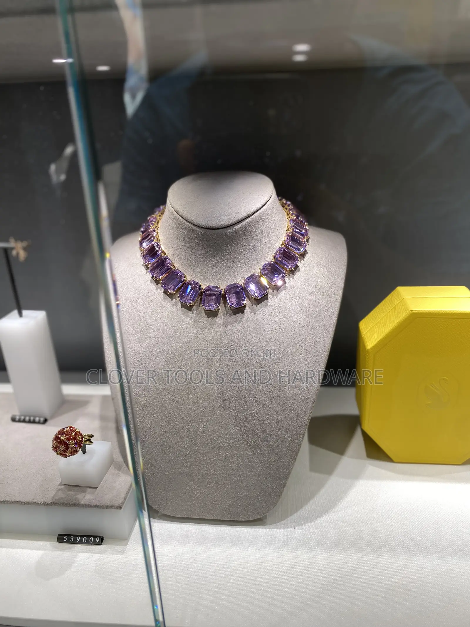 Purple Emerald Cut Diamond Crystal Choker