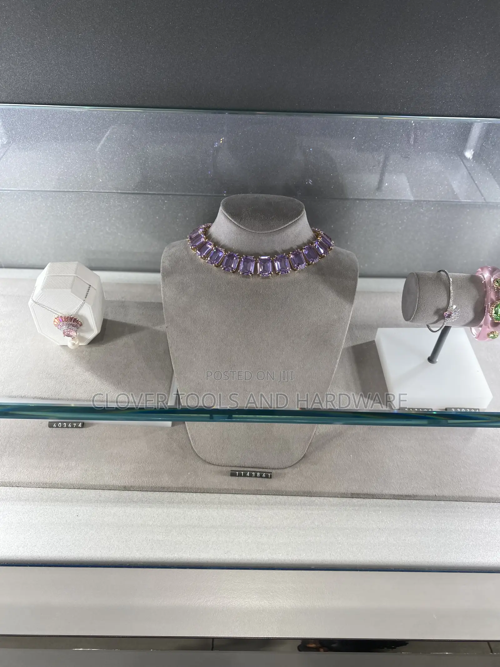 Purple Emerald Cut Diamond Crystal Choker