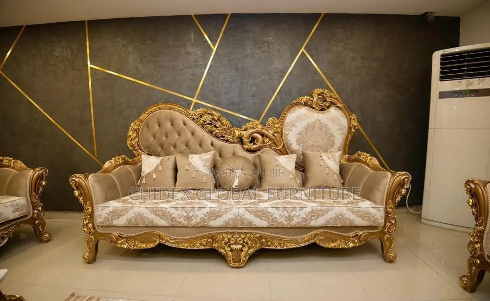 Set of Royal Chairs With Center Table and Stools.