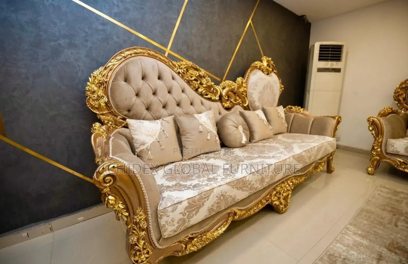 Set of Royal Chairs With Center Table and Stools.