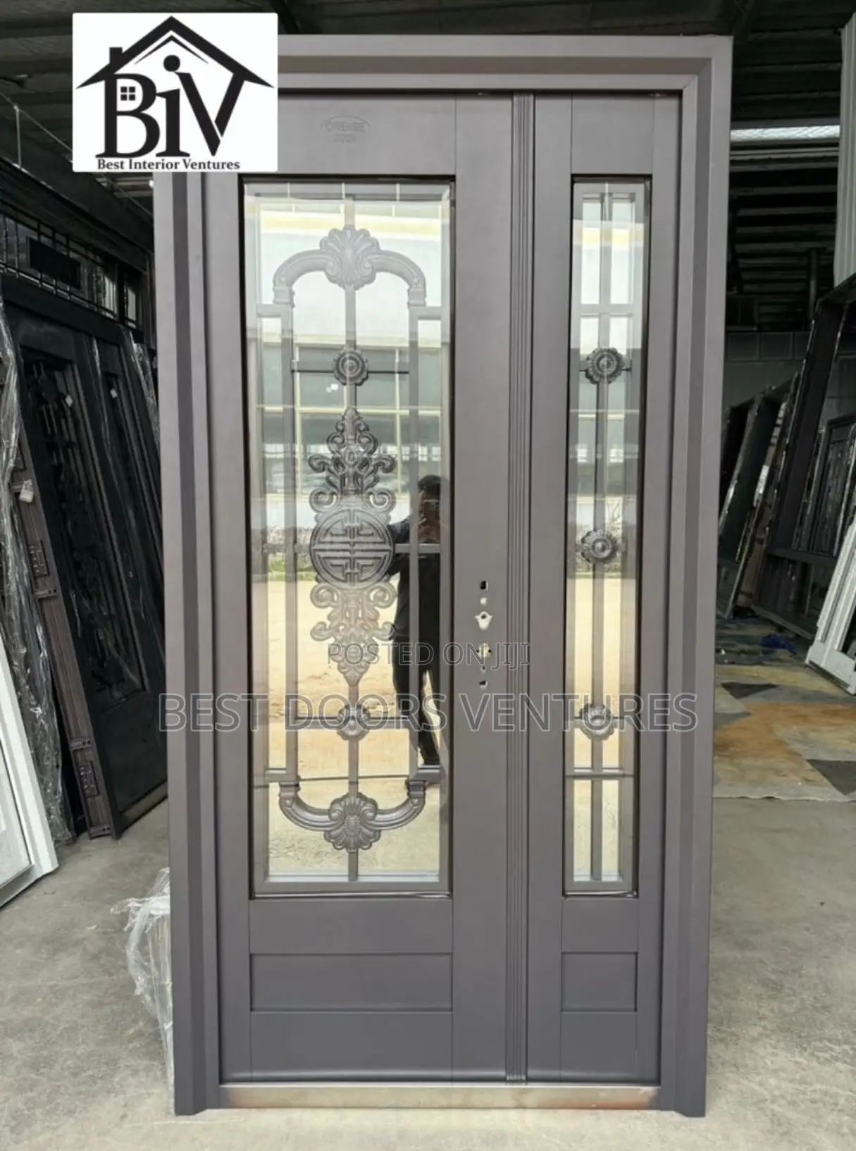 4ft by 8ft French Copper Glass Door