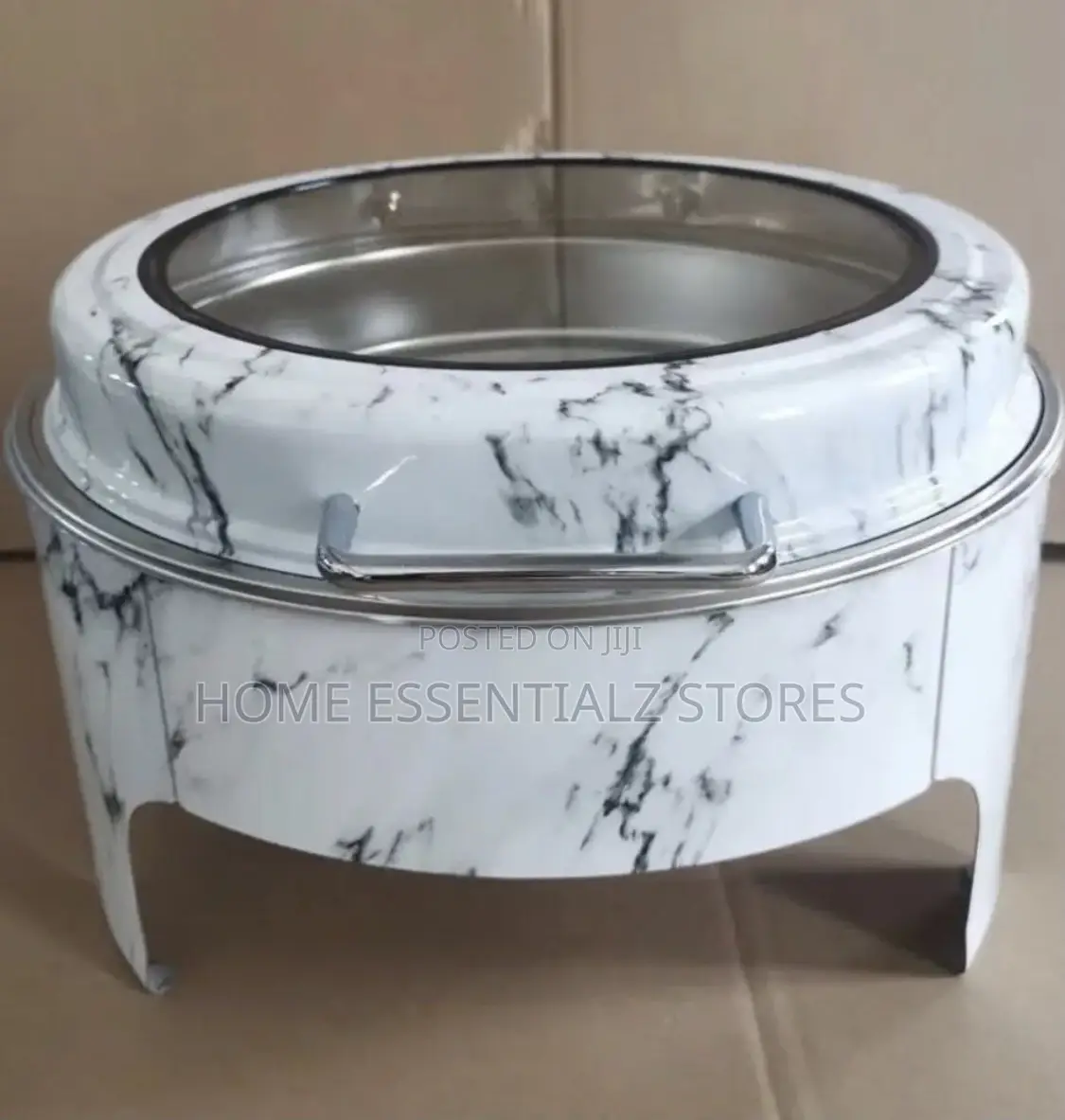 Round White Marble Chaffing Dish