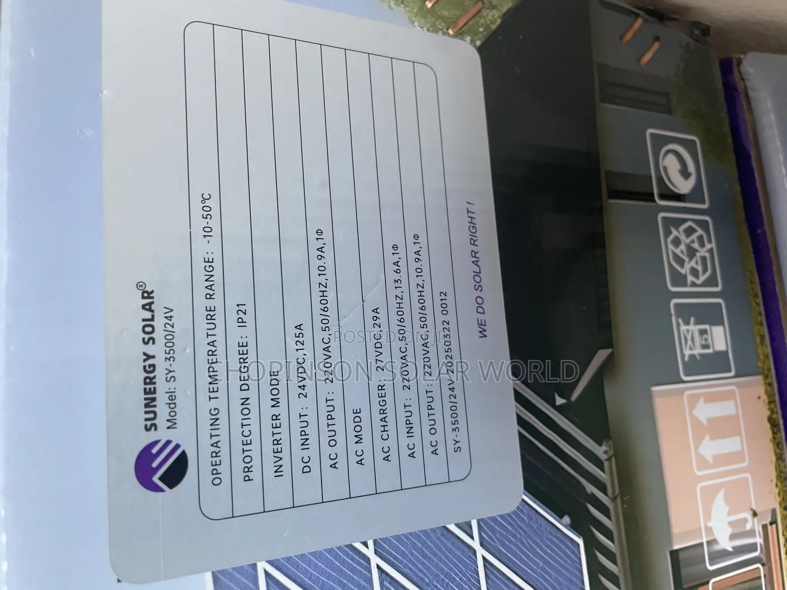 Solar Energy Sunergy Solar Inverter 3.5kva/24v