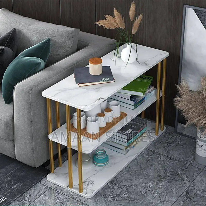 Modern Marble Top Corner Table With 3 Tiers