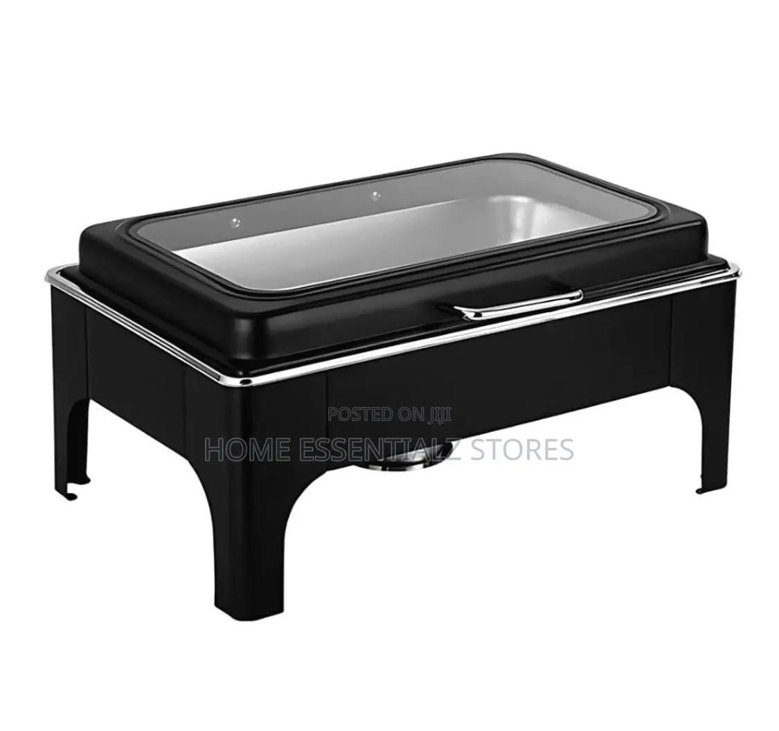 Double Slots Black Stainless Steel Chaffing Dish