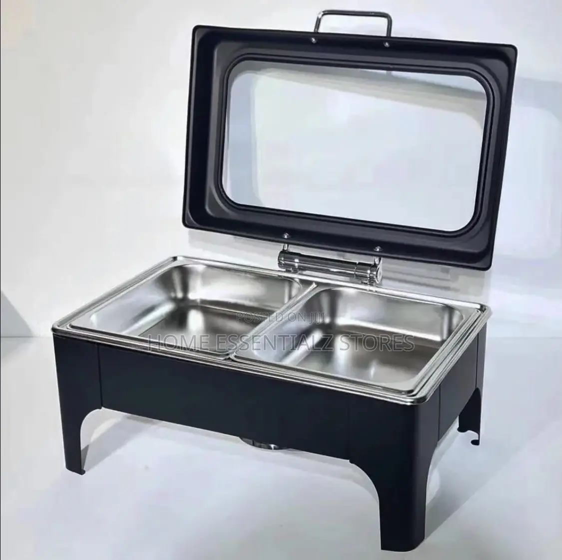 Double Slots Black Stainless Steel Chaffing Dish
