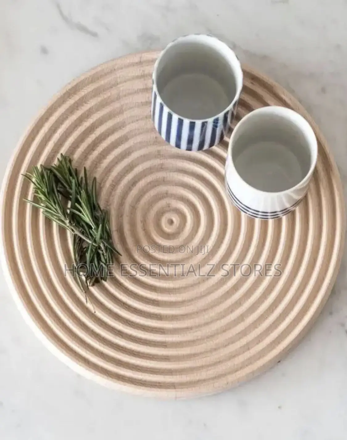 Round Platter Natural Wood Food Serving Trays