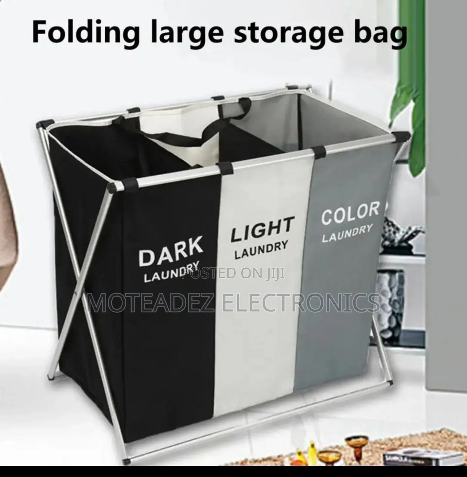 3in1 High Quality Foldable Fabric Movable Laundry Basket