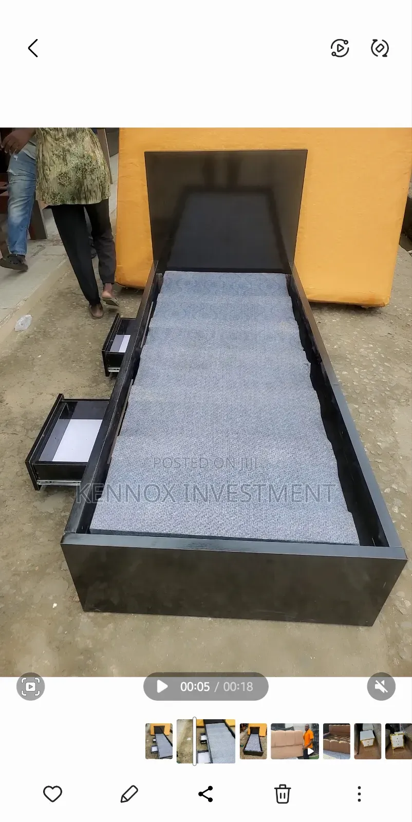 2 and Half by 6 Wooden Bedframe With 2 Sides Drawers