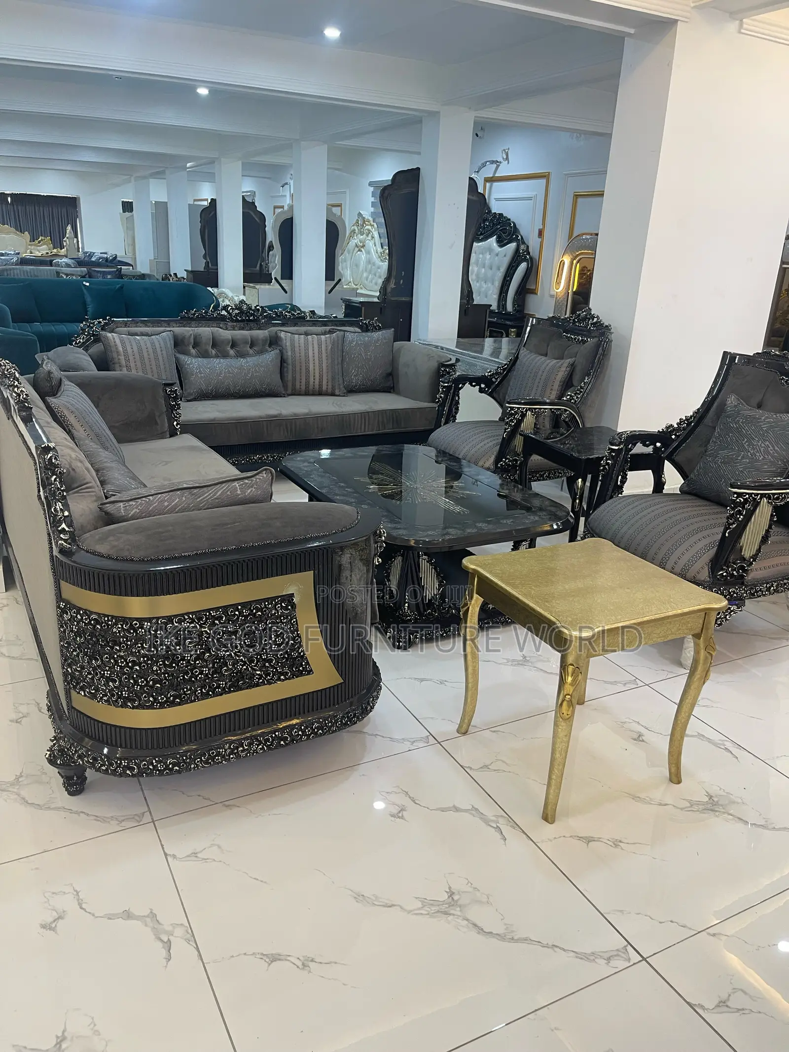 Set of High Classic Turkish Royal Fabric Sofa Chairs