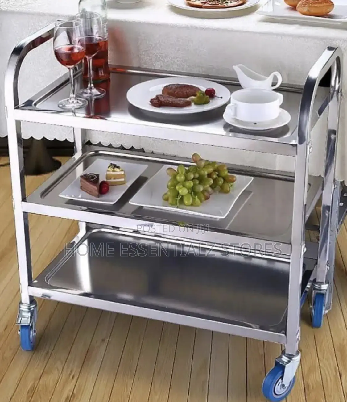 Pure Stainless Steel 3 Layers Food Trolley