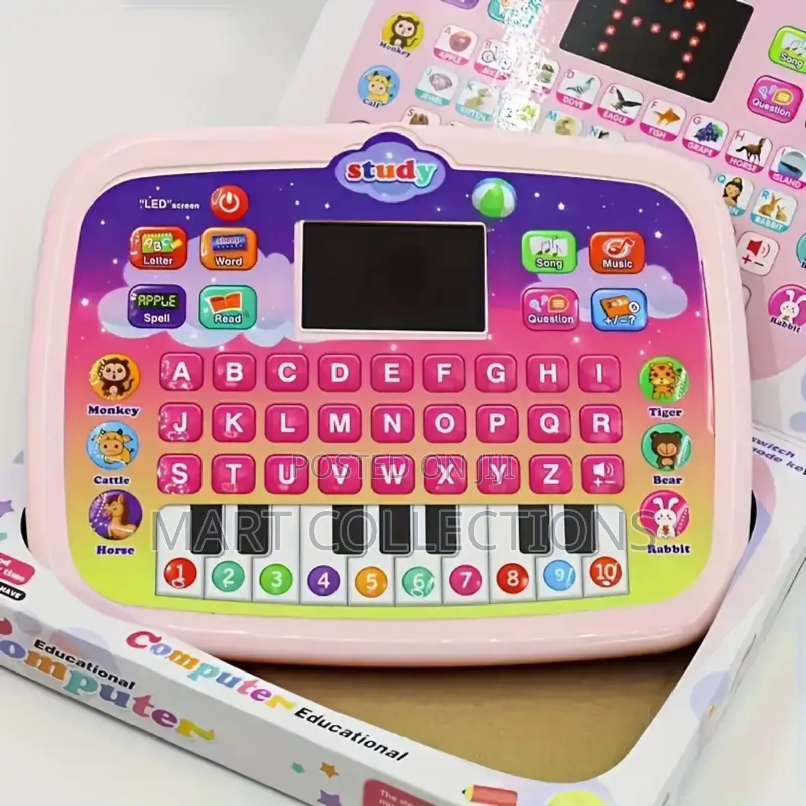Kids Tablet Learning Pad With Led Screen Teach Alphabet