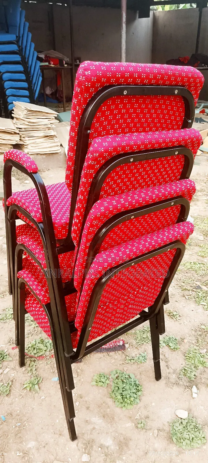 Patterned Church Chairs With Armrest And Logo