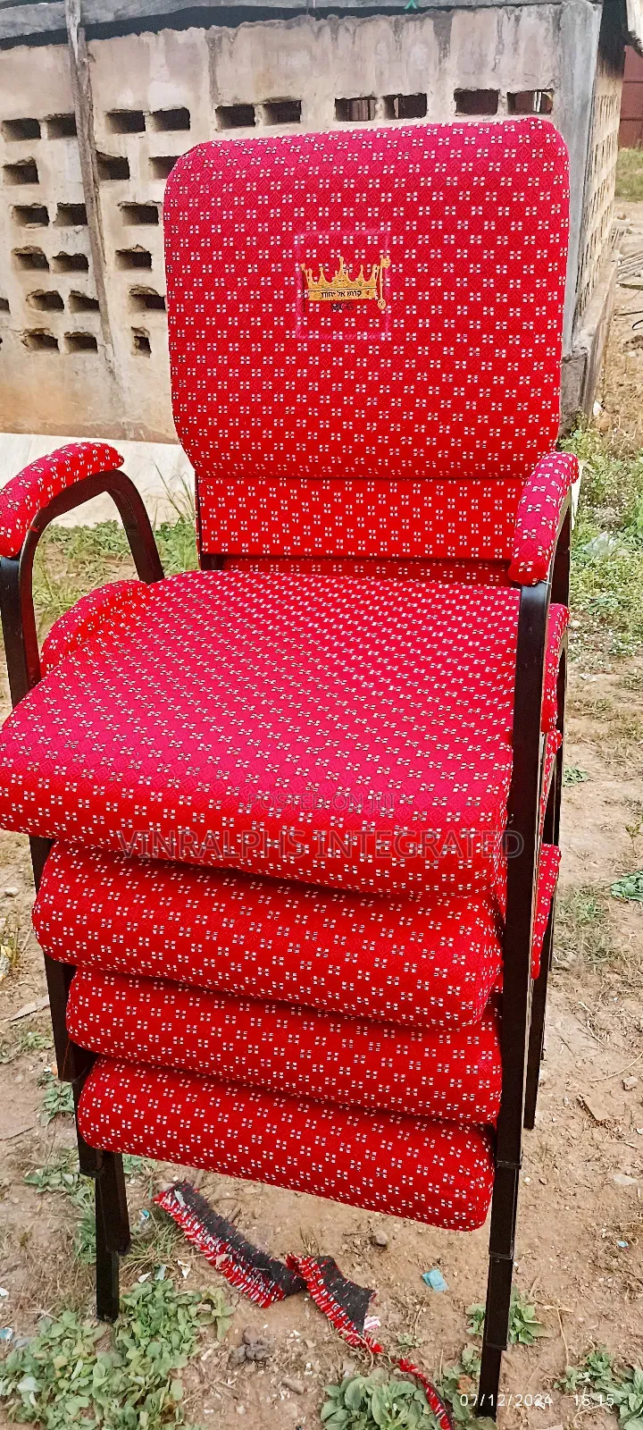Patterned Church Chairs With Armrest And Logo