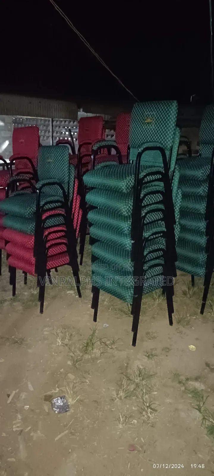 Patterned Church Chairs With Armrest And Logo