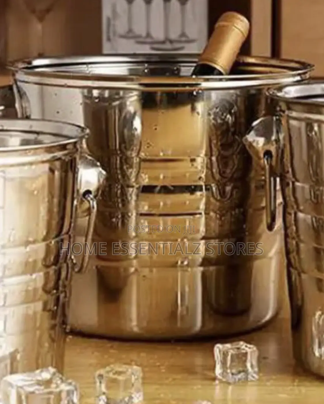 Silver Stainless Steel Beer Bucket With Binaural Handles
