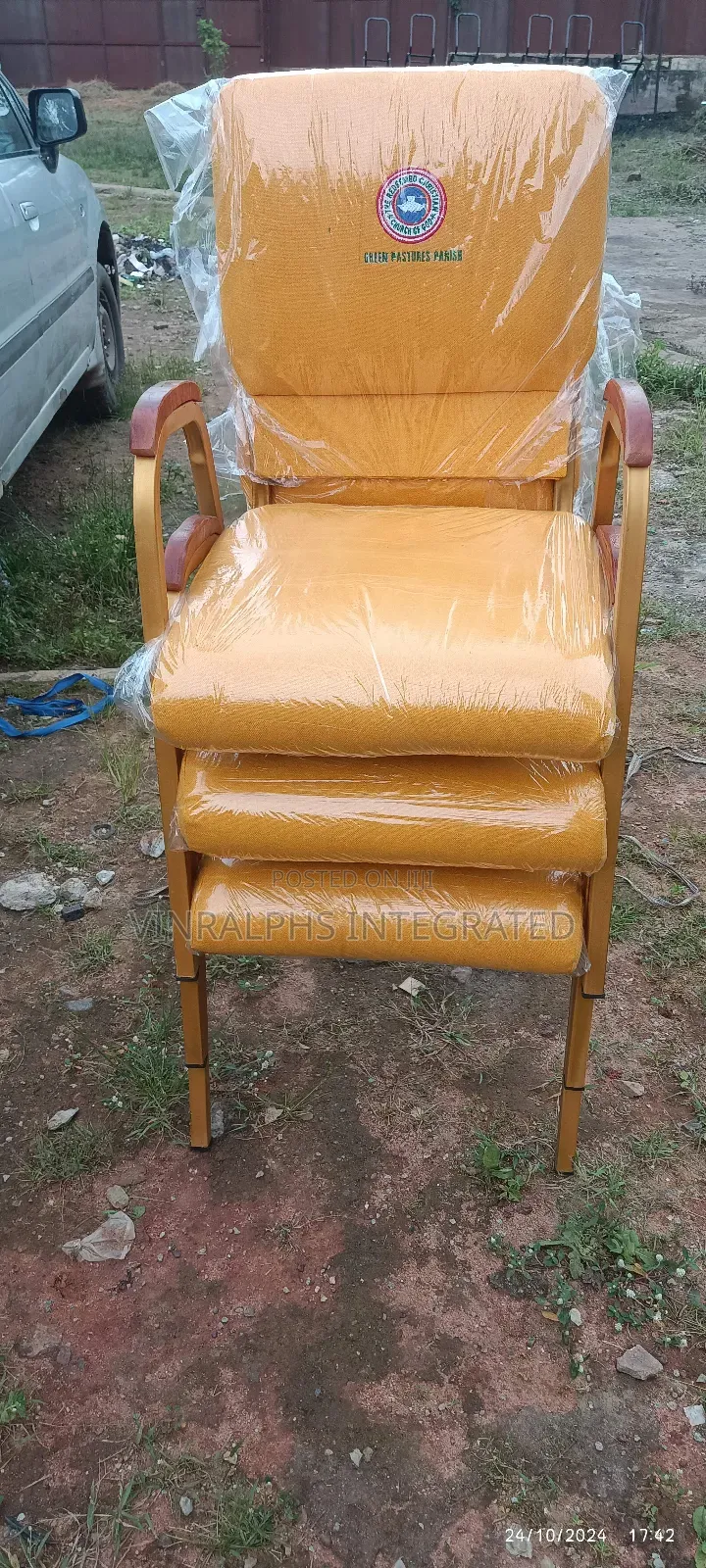 Customised Church Chairs With Armrest and Logo