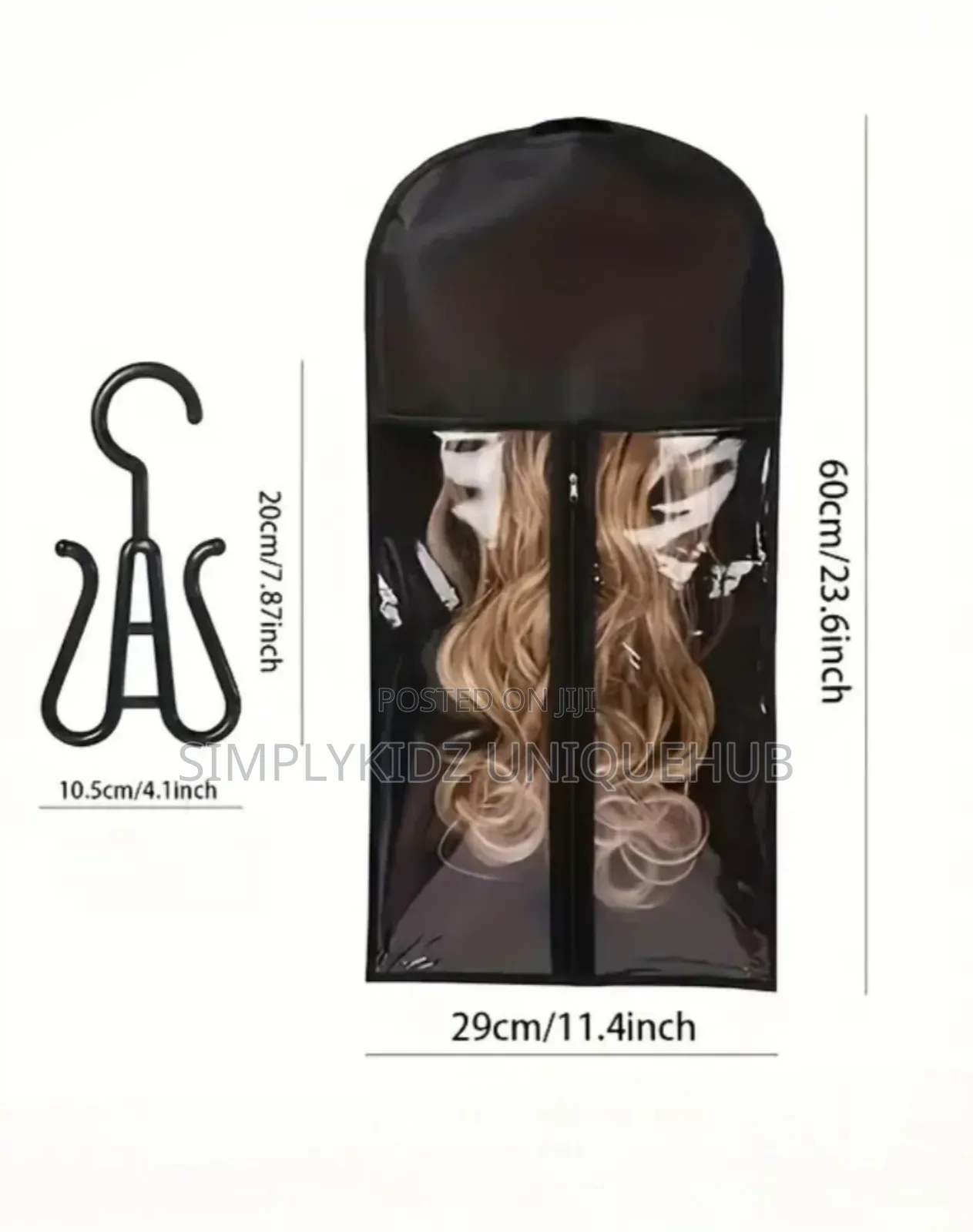 Wig Storage Bag With Zipper Hanger- Pink