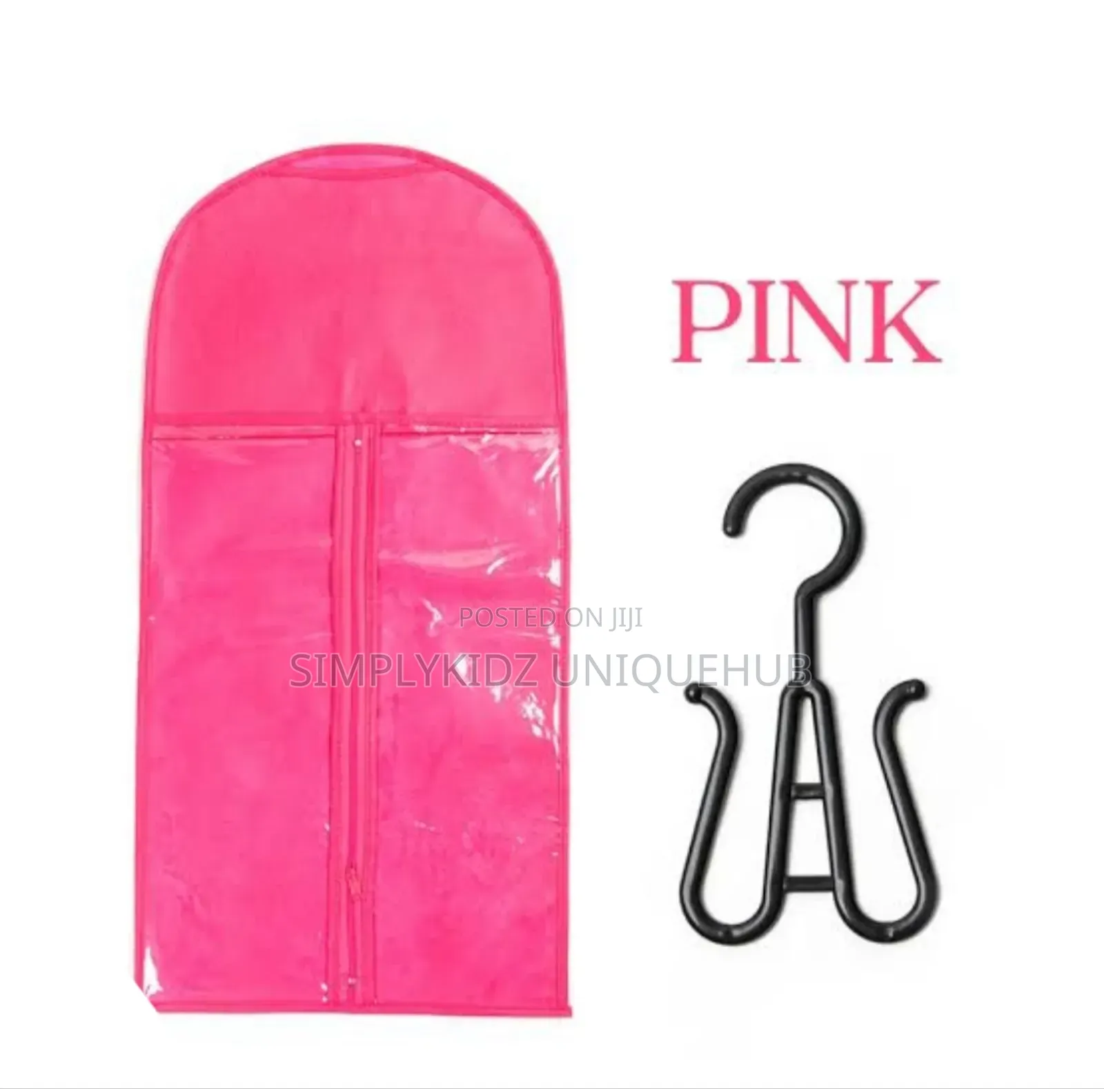 Wig Storage Bag With Zipper Hanger- Pink