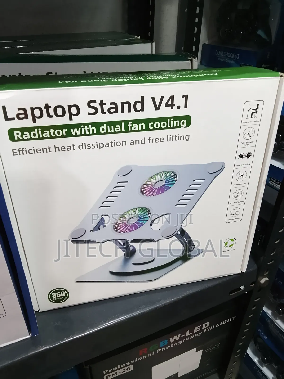 360°Rotating Laptop Stand With Dual Fan Cooling- Up to 15.9