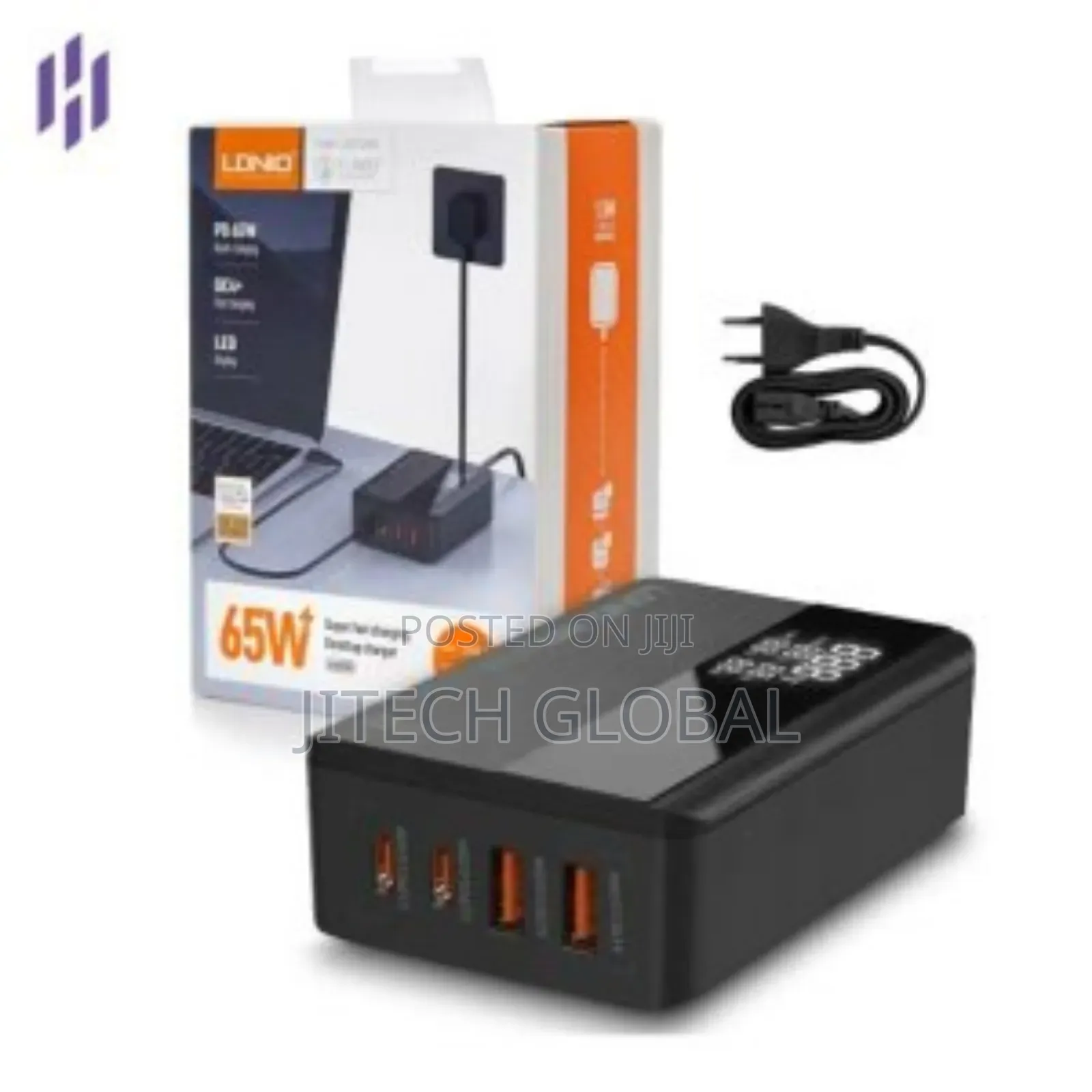 65w Desktop Fast Charger With 2 Type-C Port 2 Usb Port