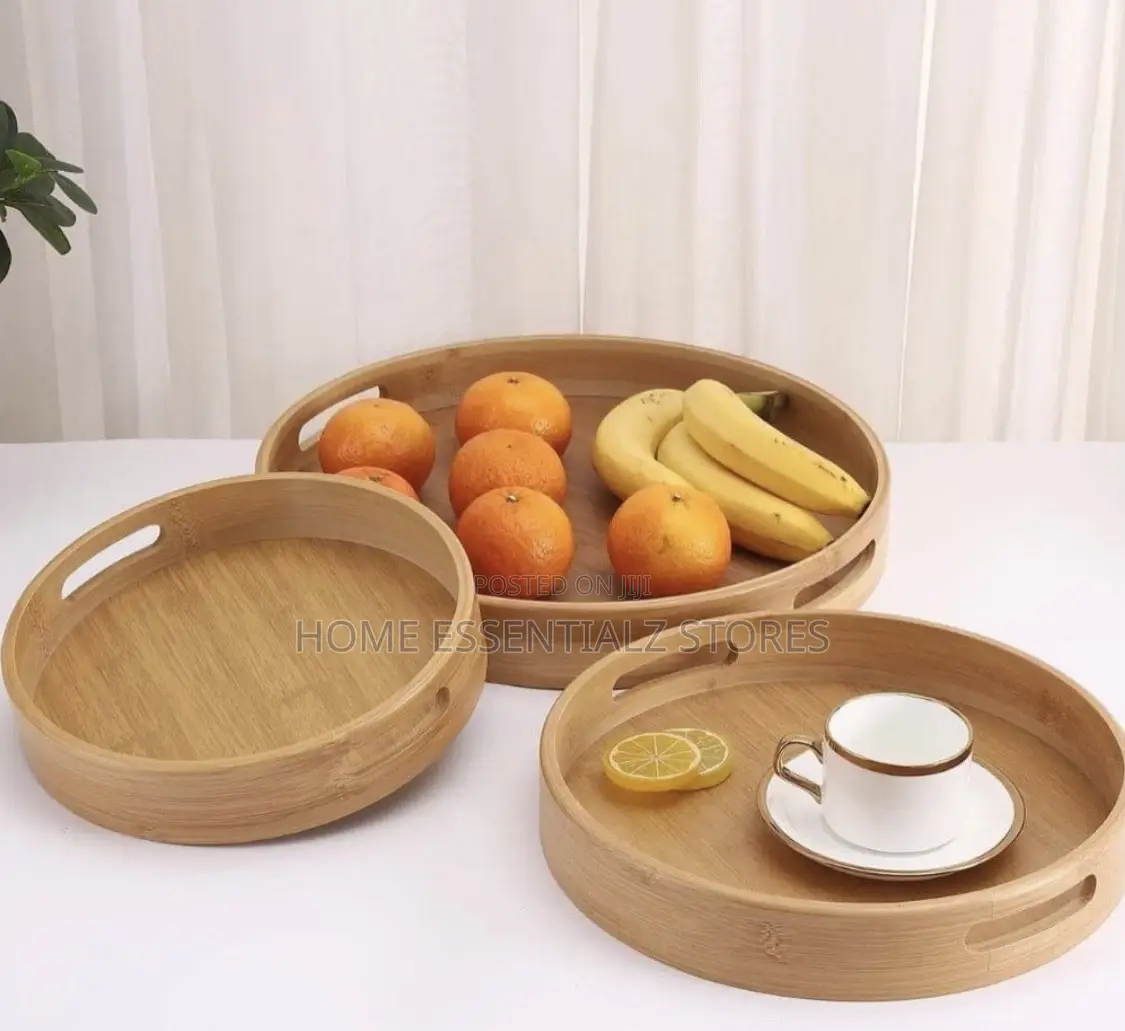 3 Pieces Set of Bamboo Serving Fruits Trays