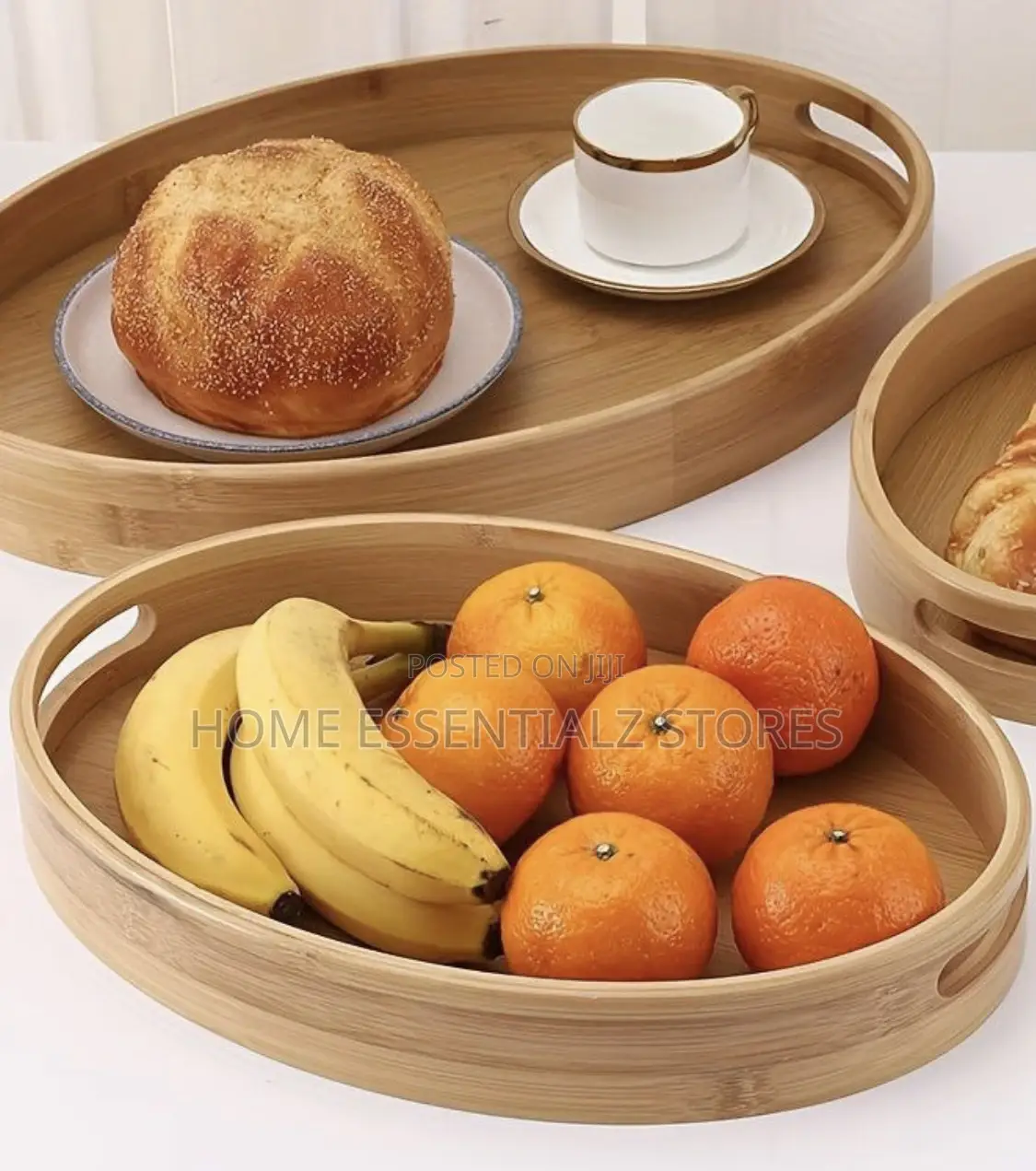 3 Pieces Set of Bamboo Serving Fruits Trays