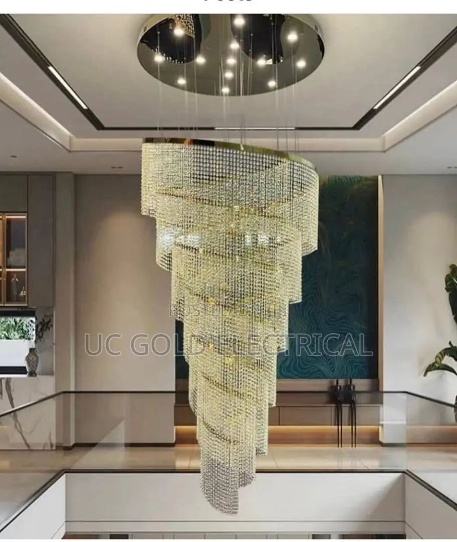 Large Spiral Design Crystal Chandelier for Staircase Hallway